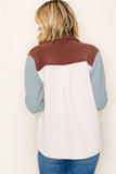 Color Block Knit Corduroy Shacket