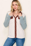 Color Block Knit Corduroy Shacket