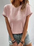Light Pink Textured Ruffle Sleeve Top