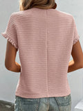 Light Pink Textured Ruffle Sleeve Top