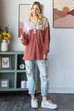 URBAN RIBBED CONTRAST HOODIE WITH BUTTON