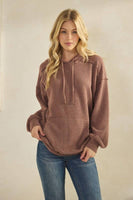 LONG SLEEVE BRUSHED URBAN RIB HOODIE TOP
