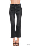 High Rise Straight Raw Hem Cropped Denim