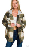 Plaid Hooded Fleece Shacket