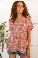 Multi Mocha Floral Textured Top
