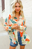 Multi Color Abstract Button Down Top