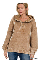 Acid Wash Fleece Pocket Hoodie