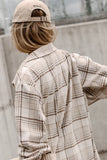 Khaki Plaid Shacket With Removable Hood