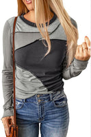 Exposed Seam Color Block Ribbed Knit Top