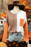 Long Sleeve Colorblock Textured Knit Top