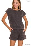Cotton Washed Sleeveless Top & Shorts Set