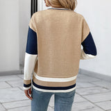 Navy Color Block Long Sleeve Top