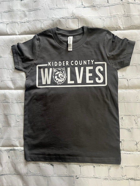 Wolves Youth Tshirt Grey with White Imprint