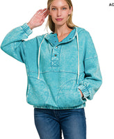 Acid Wash Fleece Pocket Hoodie