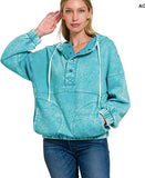 Acid Wash Fleece Pocket Hoodie