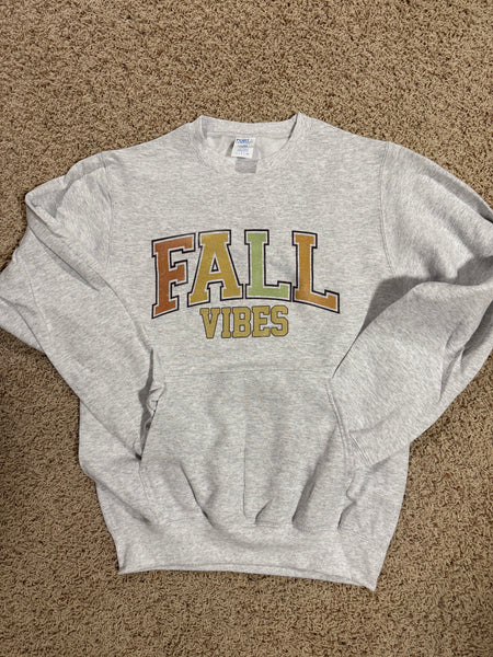 Fall Vibes Crew Neck Pocket Sweatshirt
