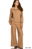 Ribbed Half Zip Pullover And Pant Set