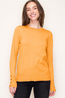 Marigold Button Detail Cuff Pullover Sweater