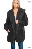 Hooded Faux Fur Jacket With Pockets