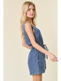 Sleeveless Drawstring Waist Romper