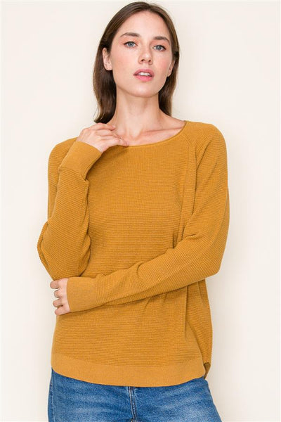 Mini Waffle Long Raglan Sleeve Top