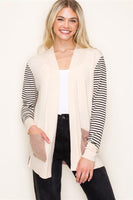 Striped Long Sleeve Open Front Cardigan Sweater