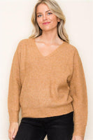 Ribbed Vneck Honey Sweater