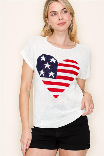 American Flag Heart Sweater