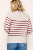 Crew Neck Half Button Fuzzy Sweater