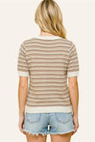 Multi Texture Striped Crew Neck Sweater