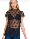 Lace Short Sleeve Top