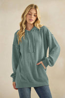 LONG SLEEVE BRUSHED URBAN RIB HOODIE TOP