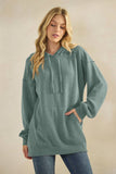 LONG SLEEVE BRUSHED URBAN RIB HOODIE TOP