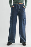 Mineral Wash Wide Leg Cotton Cargo Pant