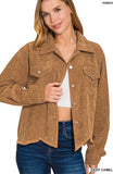 Distressed Corduroy Frayed Hem Cropped Jacket