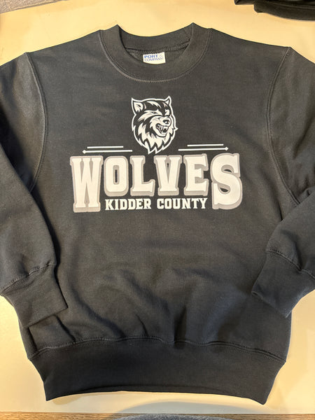 Wolves Youth Black Crewneck
