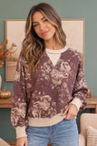 Vintage Print Floral Crewneck Sweatshirt