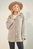 Puff Sleeve Plaid Button Down Shacket
