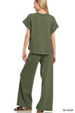 Ribbed Short Sleeve Tee And Pants Set