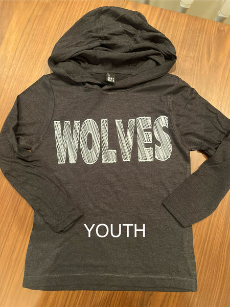 Wolves Youth Scribble Perfect Tri Hooded Tshirt