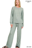 Soft Melange Hacci Long Sleeve Tee And Pant Set