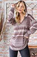 Brown Aztec Hoodie Top