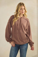 LONG SLEEVE BRUSHED URBAN RIB HOODIE TOP