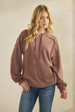 LONG SLEEVE BRUSHED URBAN RIB HOODIE TOP