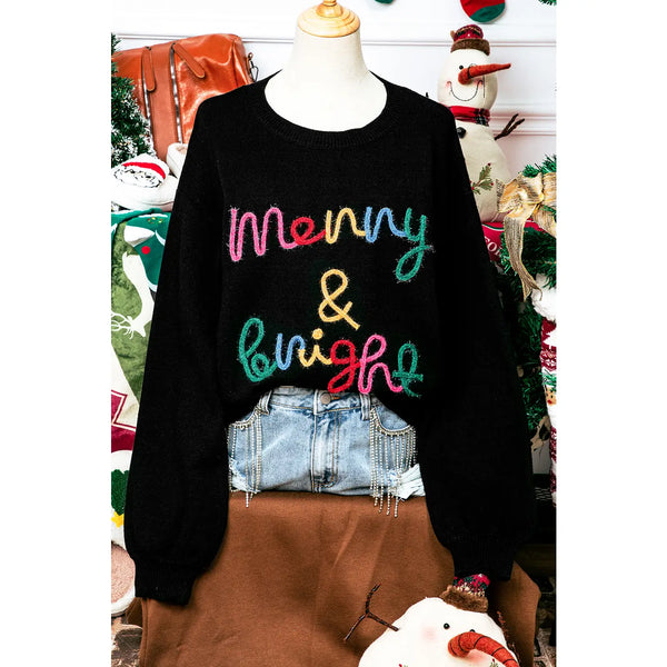 Merry & Bright Tinsel Christmas Sweater