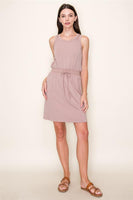 Elastic Band Drawstring Waist Fine Terry Tank Dress