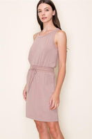 Elastic Band Drawstring Waist Fine Terry Tank Dress