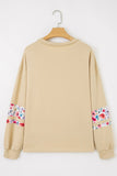 Floral Applique Baggy Pullover Sweatshirt