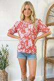 Floral Ribbed Top