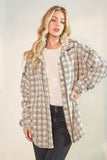 Puff Sleeve Plaid Button Down Shacket